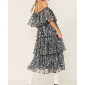 Elegant Starry Blue Midi Dress